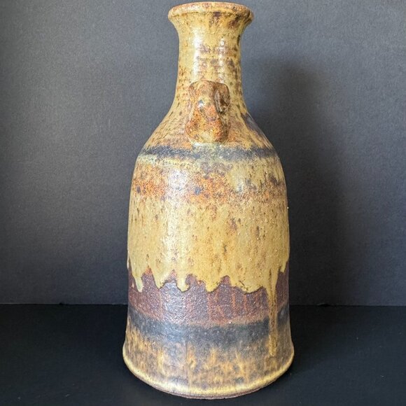 Handmade Rustic Ceramic Jug With Dual Handles & Earthy Drip Glaze Finish - Picture 4 of 9